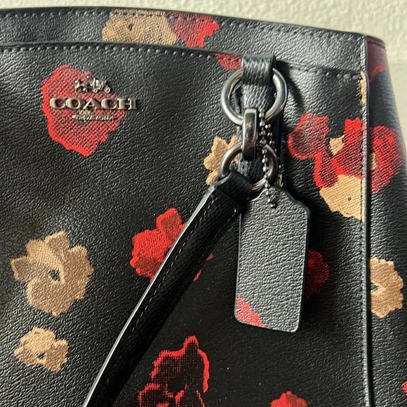 Coach Handbag Purse Leather Floral Print - Picture 3 of 7